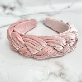 DIADEMA TRENZA TERCIOPELO ROSA